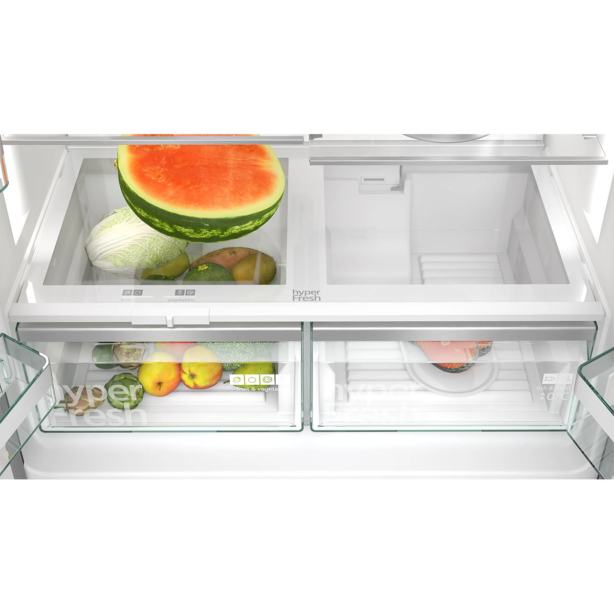 Siemens KF96DPXEA iQ700 Freestanding Multi Door American Fridge Freezer, 375/199 Litre, Total noFrost, 90.5cm Wide - Brushed Black Steel, Anti-Fingerprint