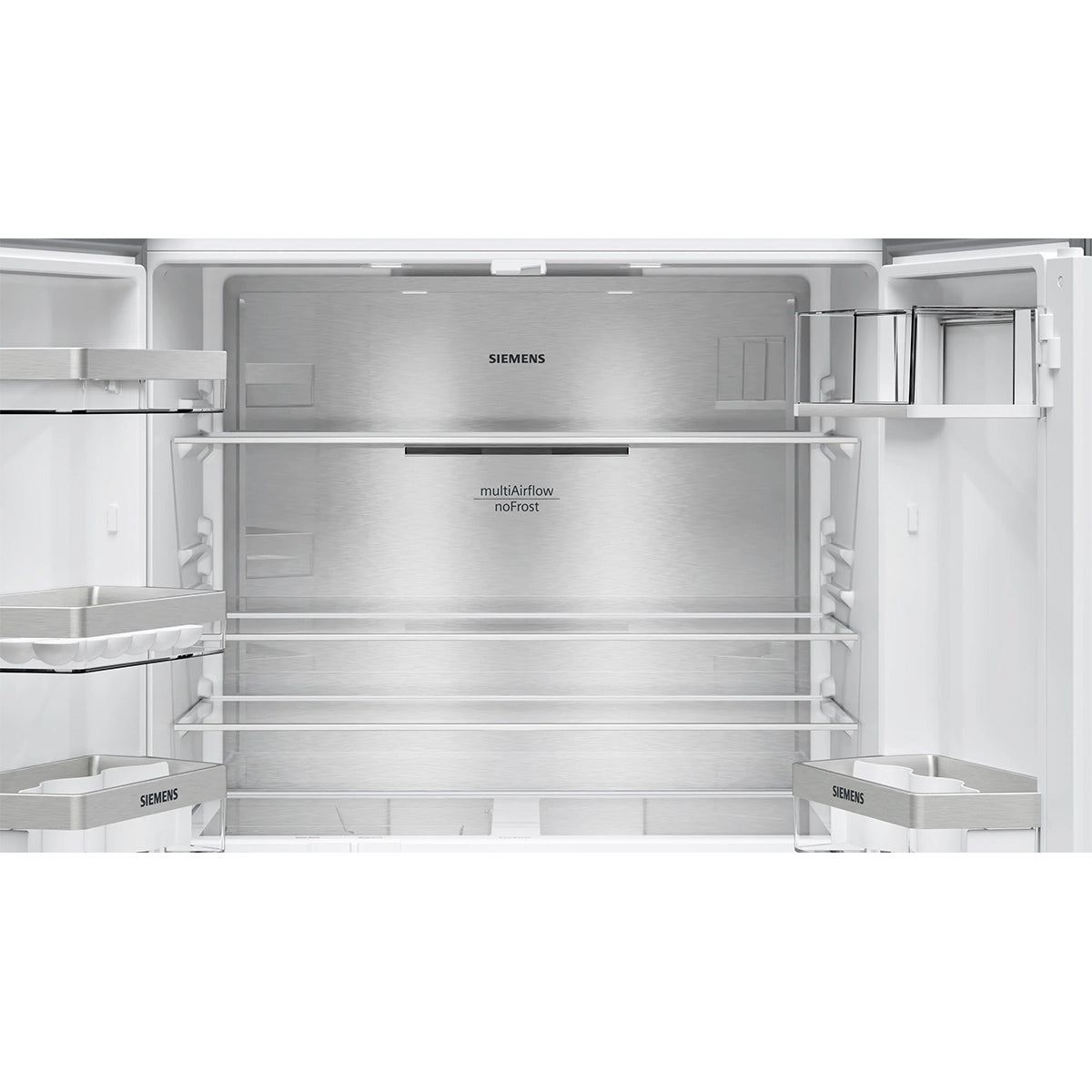 Siemens KF96NAXEAG iQ300 Freestanding Multi Door American Fridge Freezer, 405/200 Litre, Total noFrost, 90.5cm Wide - Brushed Black Steel, Anti-Fingerprint