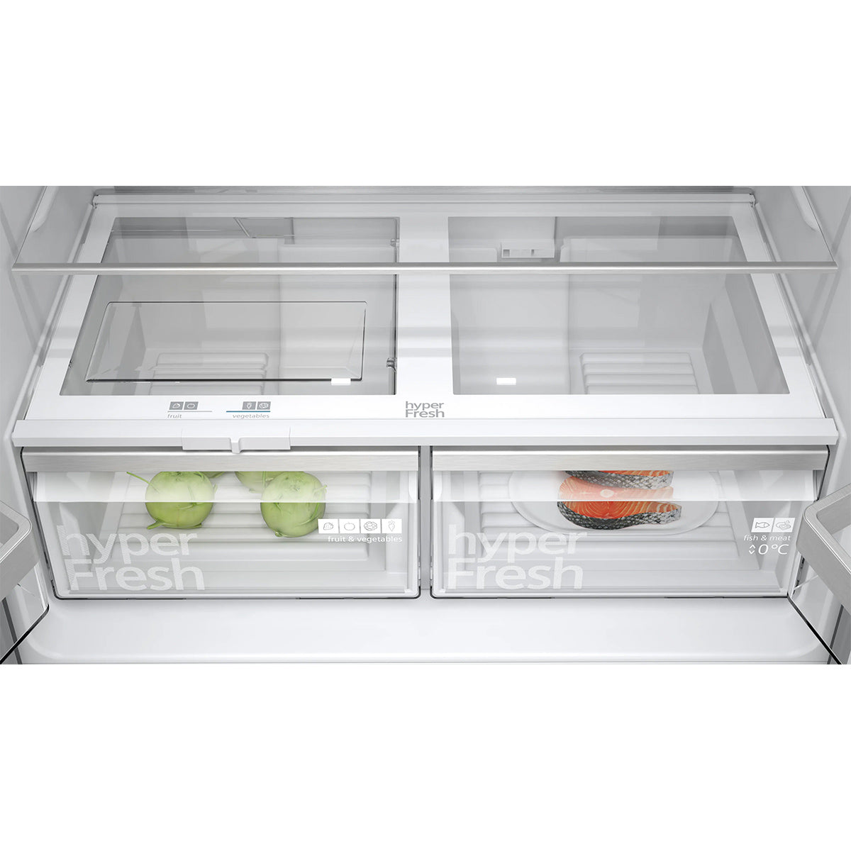 Siemens KF96NAXEAG iQ300 Freestanding Multi Door American Fridge Freezer, 405/200 Litre, Total noFrost, 90.5cm Wide - Brushed Black Steel, Anti-Fingerprint