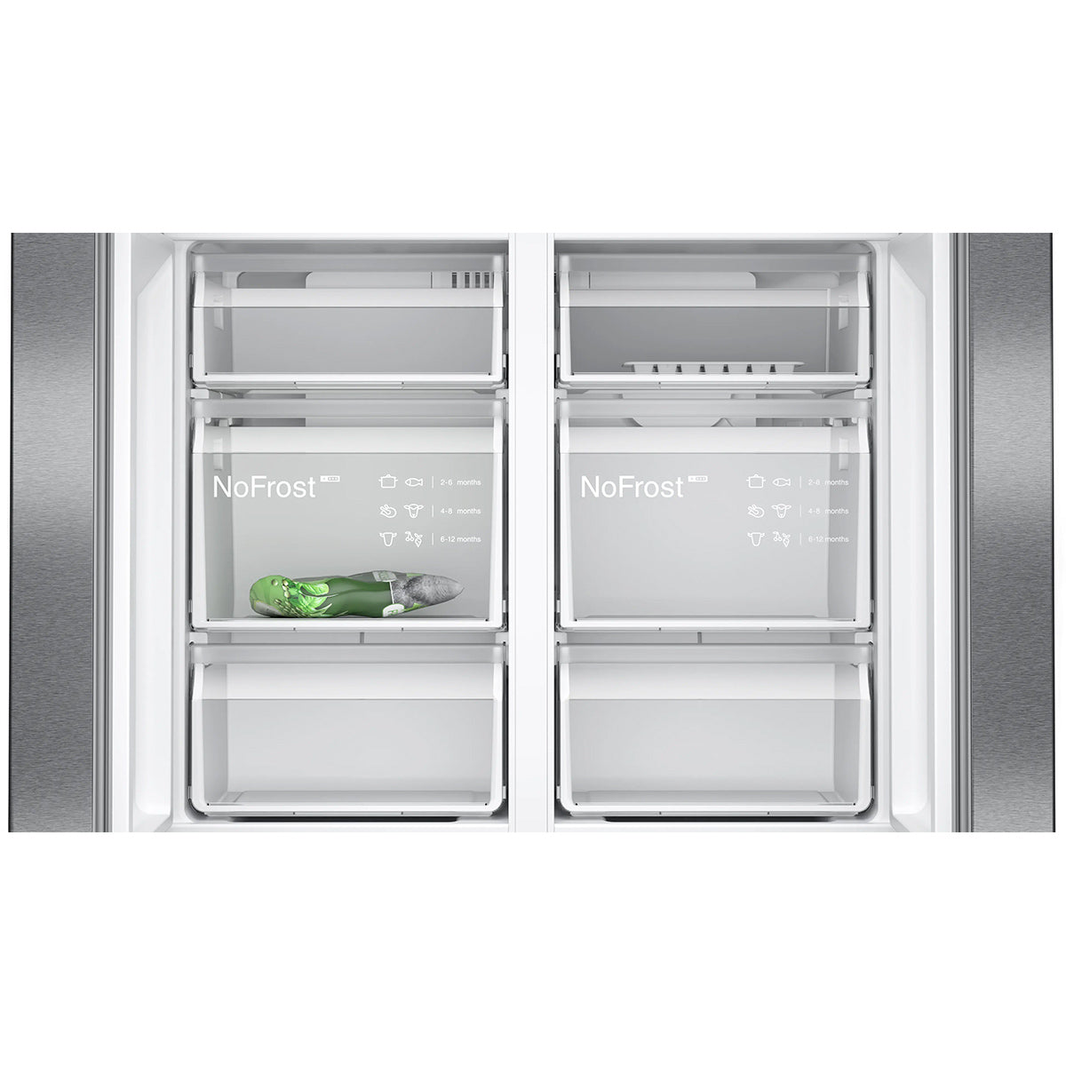 Siemens KF96NAXEAG iQ300 Freestanding Multi Door American Fridge Freezer, 405/200 Litre, Total noFrost, 90.5cm Wide - Brushed Black Steel, Anti-Fingerprint