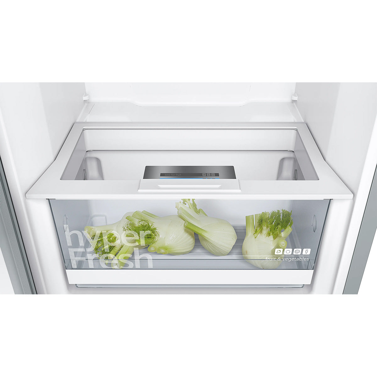 Siemens KS36VVIEPG iQ300 Freestanding Fridge, 346 Litre, 7 Shelves, Vertical Bar Door Handle, 60cm Wide - Stainless Steel