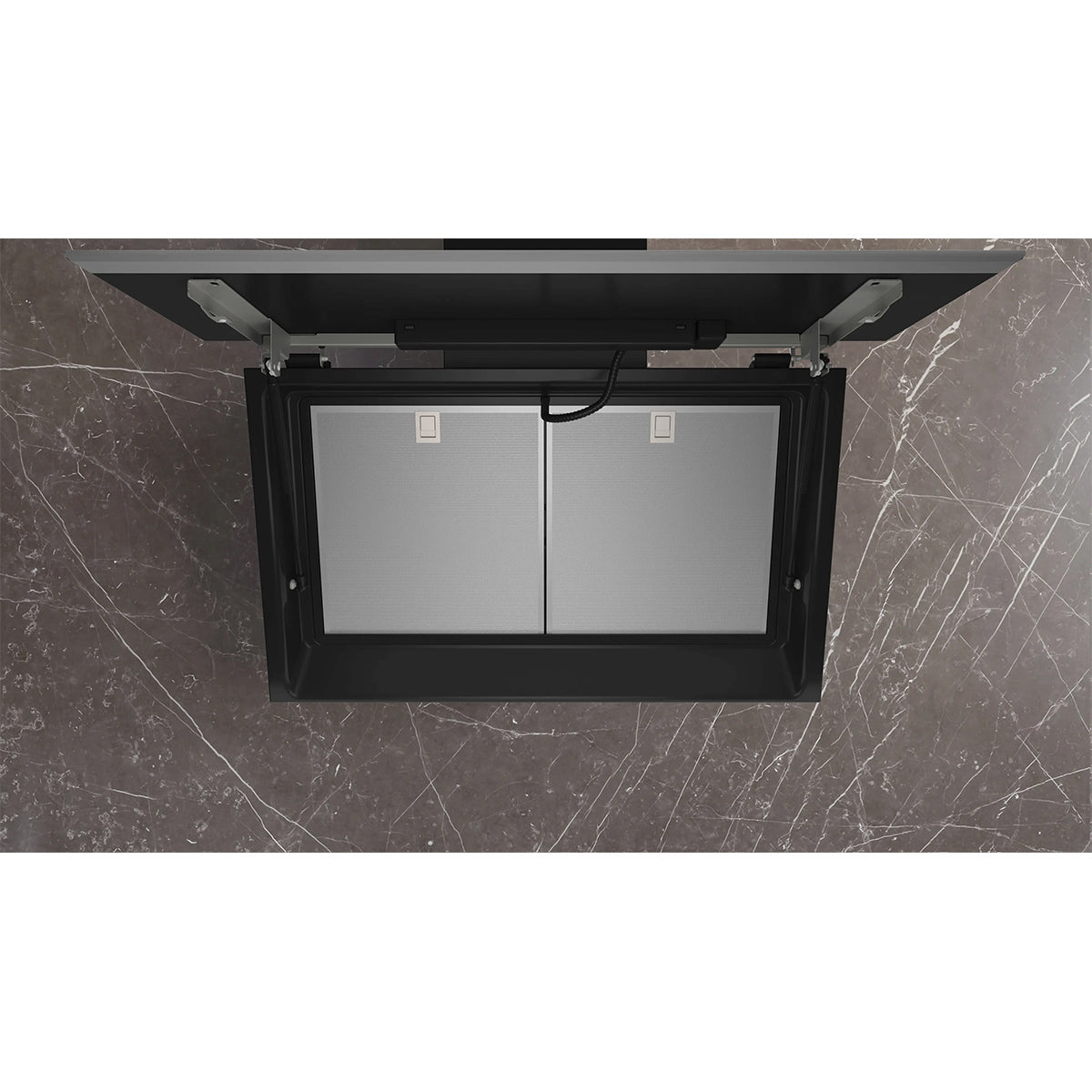 Siemens LC91KLT60B iQ700 Wall-Mounted Cooker Hood, 3 Speeds + 2 Intensive, 230 W Motors, 89cm Wide - Clear Glass Black Printed