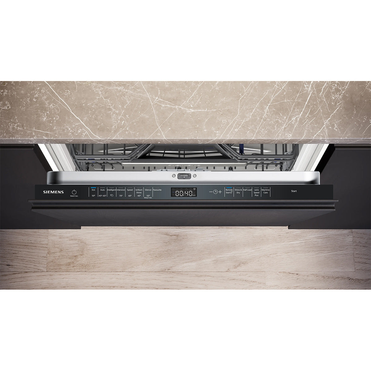 Siemens SN95YX02CG iQ500 Fully-Integrated Dishwasher, 14 Place Settings, 59.8cm Wide - varioHinge