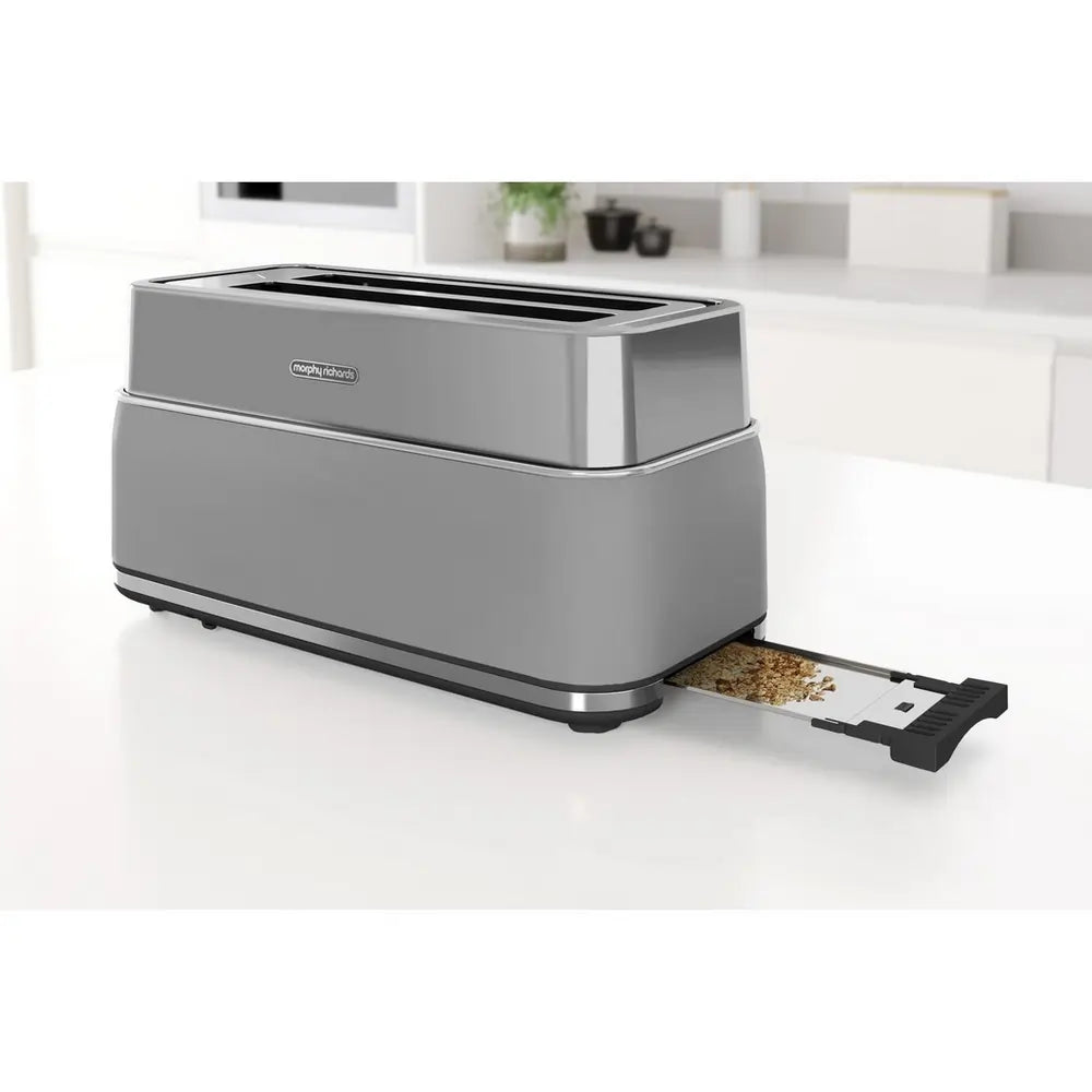 Morphy Richards Signature 245705 Long Slot 4-Slice Toaster, Grey