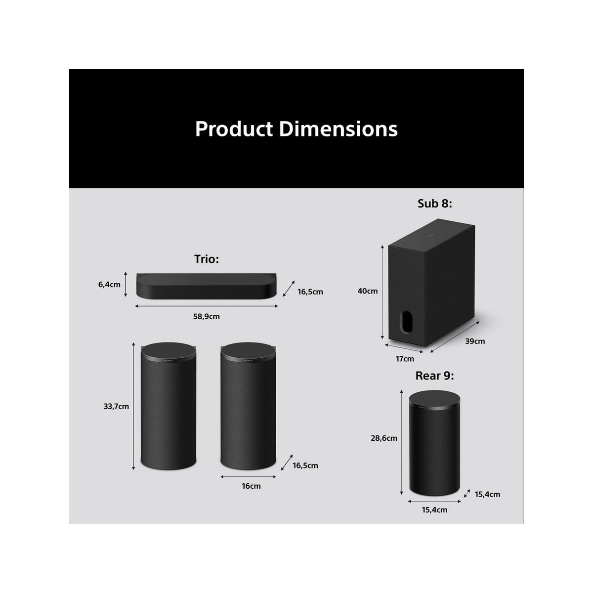 Sony HTA8KIT.CEK BRAVIA 5.1ch - 7.1chBRAVIA Theatre Trio Surround Sound by Dolby Atmos - Black