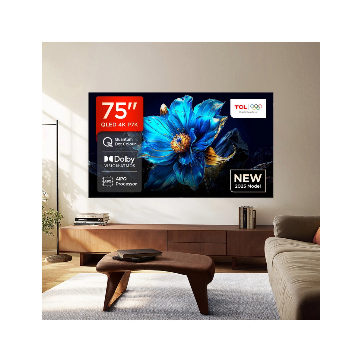 TCL 75P7K-UK 75" 4K QLED Direct LED HDR Google TV - Black
