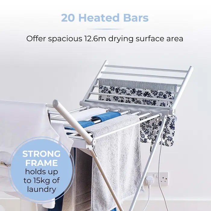 Tower T25003 Heated Winged Clothes Dryer/Airer with Cover, Silver