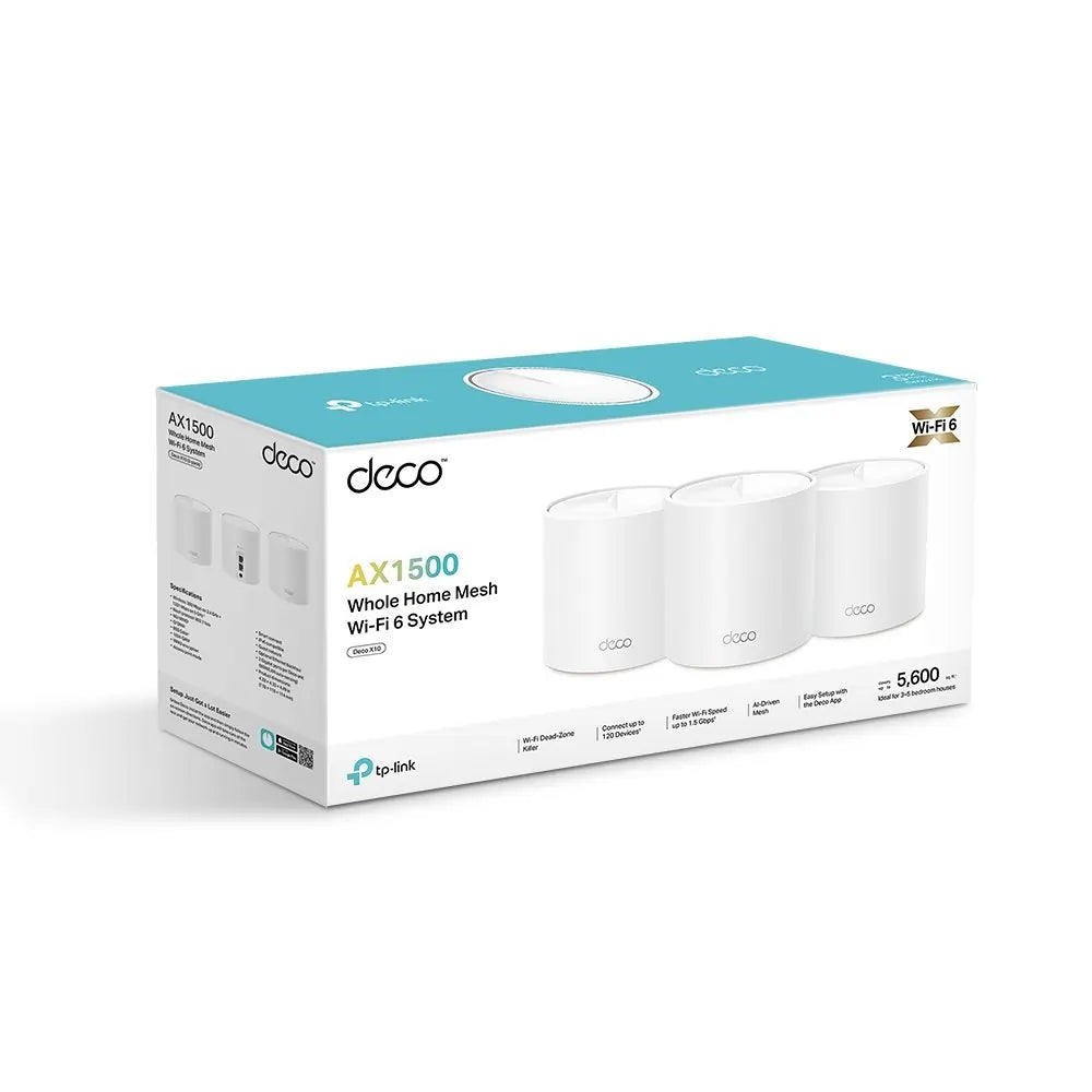 TP-LINK DECO X1500 Whole Home Mesh Wi-Fi 6 System, White - 43573124759775 