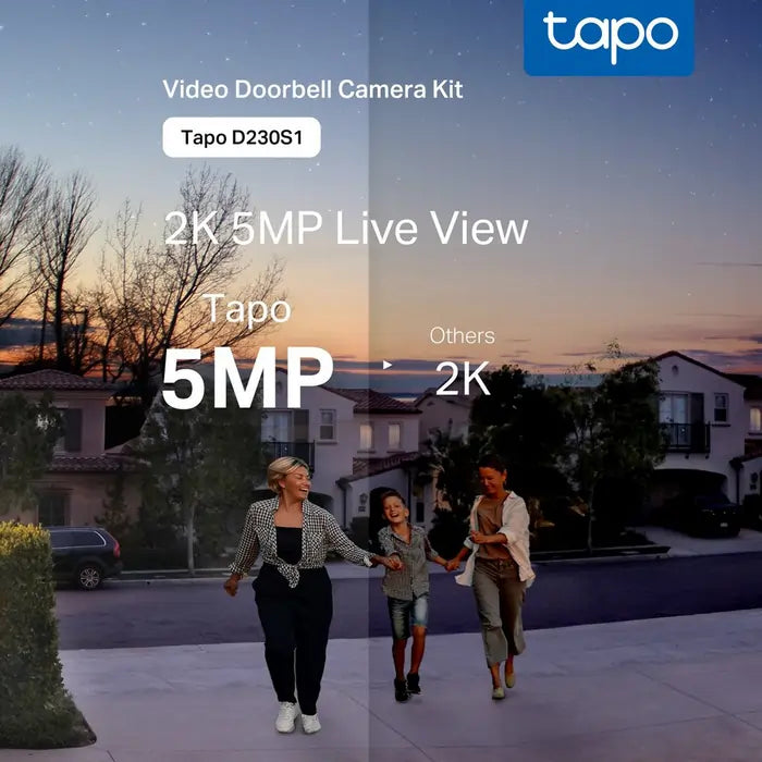 TP-LINK TAPO D230S1 Smart Battery Video Doorbell Camera Kit, White