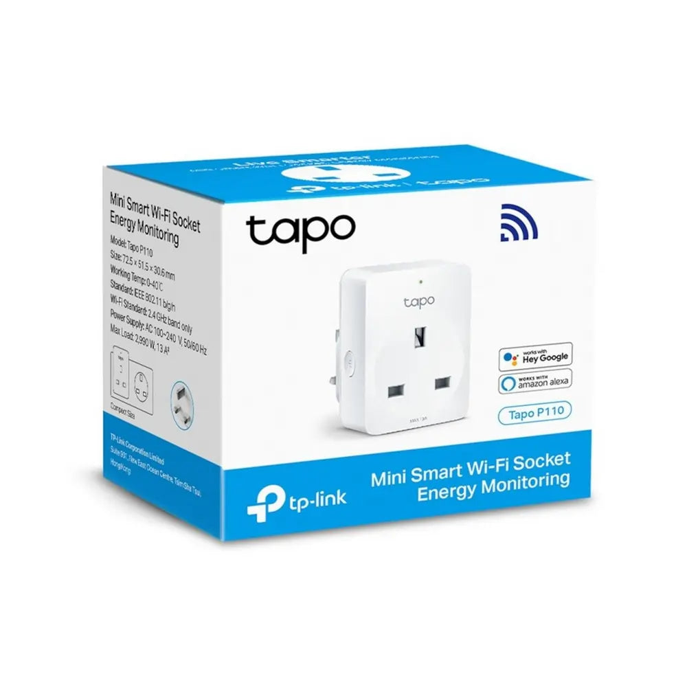 TP-LINK TAPO P110 Energy Monitoring Mini Smart Wi-Fi Plug, White - 43573333262559 