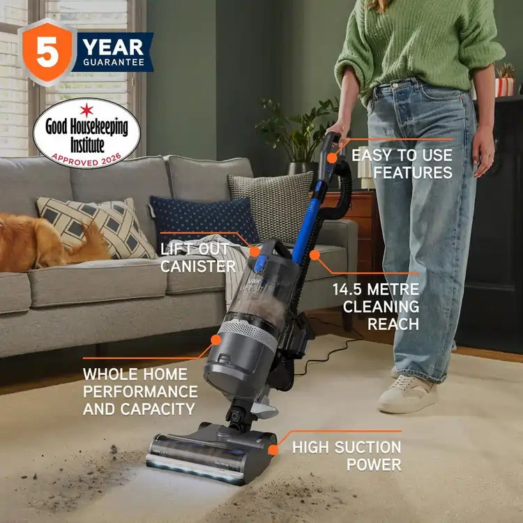Vax CDUP-LOXR LiftOut Reach Pet Upright Vacuum Cleaner, Graphite/Blue