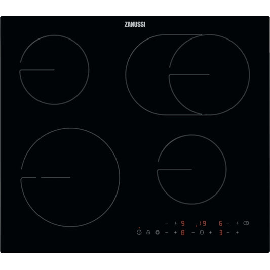 Zanussi ZHRN643K 60cm 4 Zone Ceramic Hob,Black