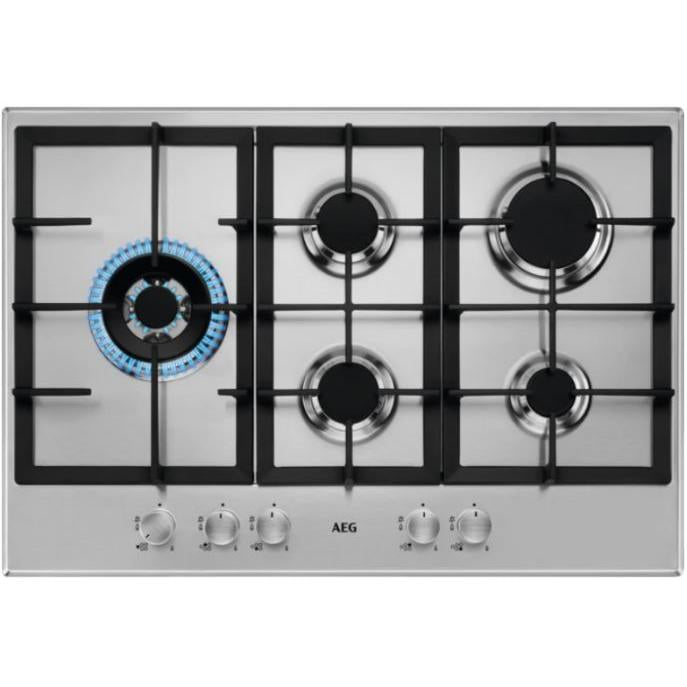 AEG HGB75500SM 3000 5 Burner Gas Hob, Stainless Steel | Atlantic Electrics