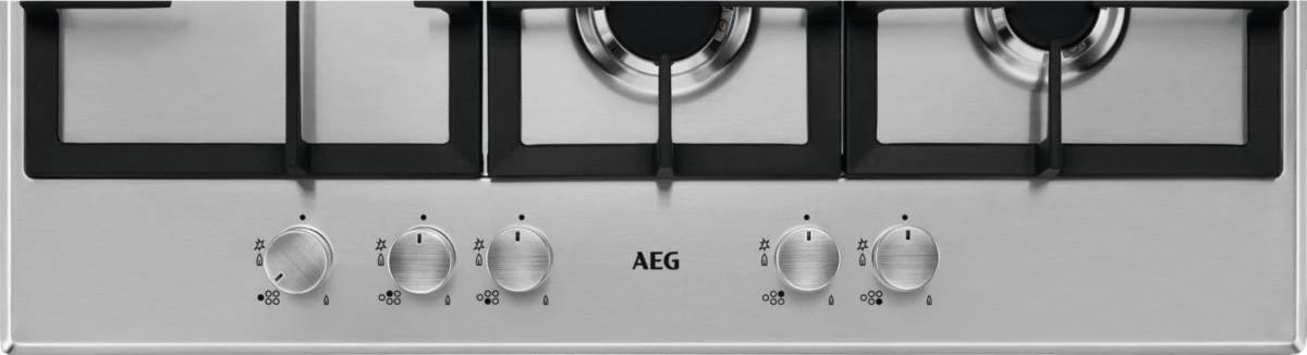 AEG HGB75500SM 75cm 5 Burner Gas Hob, Stainless Steel | Atlantic Electrics