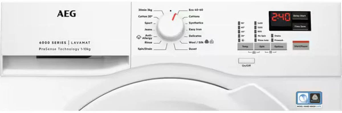 AEG L6FBK141B 10kg Washing Machine with 1400 rpm - White | Atlantic Electrics