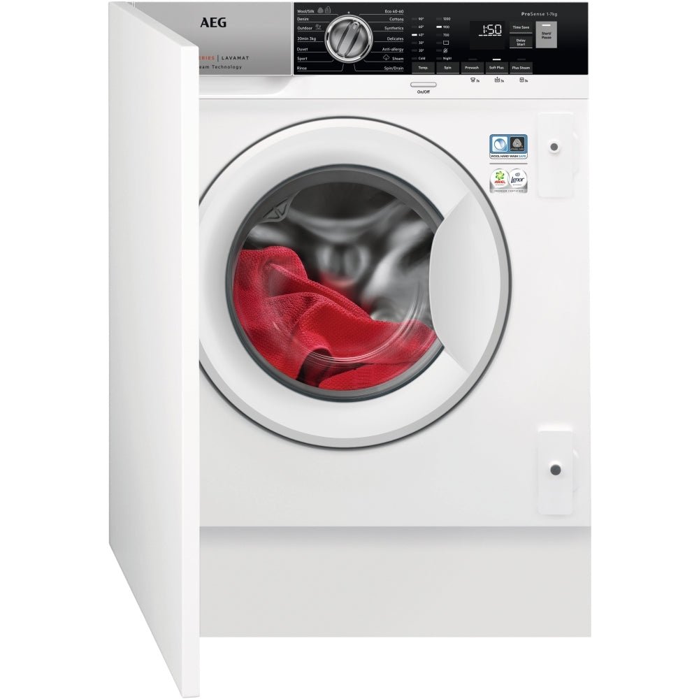 AEG L7FE7261BI Integrated Washing Machine, 7kg, 1200 Spin, White | Atlantic Electrics - 42198382084319 