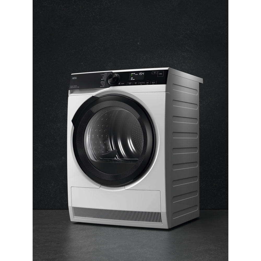 AEG TR849P4B Heat Pump Tumble Dryer, 9kg, White, A++ Rated | Atlantic Electrics