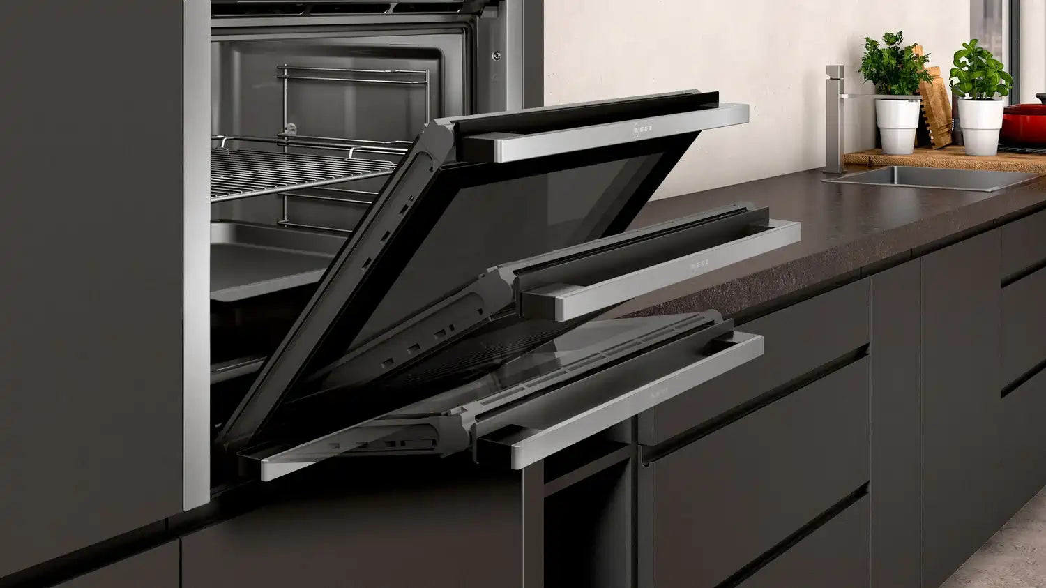 Neff B4ACF1AN0B 71L Built-In Electric Single Oven,Stainless Steel / Black,A Rated