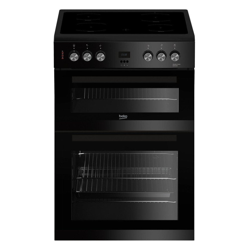 Beko EDC633K 60cm Double Oven Electric Cooker with Ceramic Hob - Black