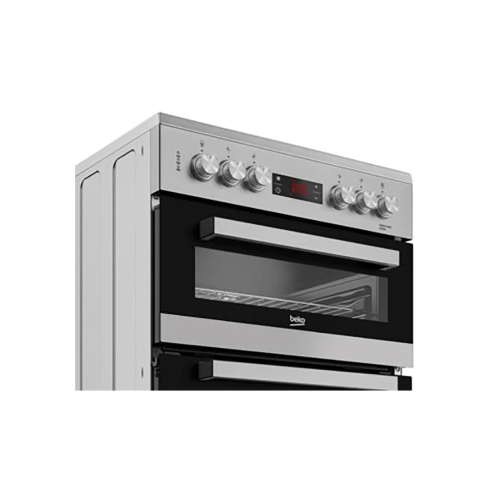 Beko EDC634S 60cm Wide Freestanding Double Oven Electric Cooker - Silver | Atlantic Electrics