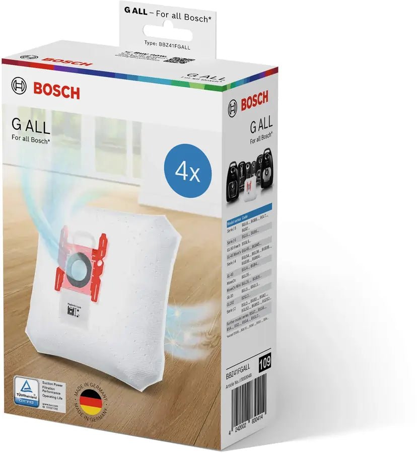 Bosch BBZ41FGALL Type G Replacement Vacuum Cleaner Bags (Pack of 4 Bags) | Atlantic Electrics - 42083870179551 