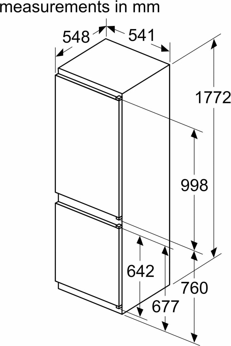 Bosch KIN86NSE0G No Frost Integrated Fridge Freezer, Sliding Hinge, 60/40, White | Atlantic Electrics - 42117458133215 