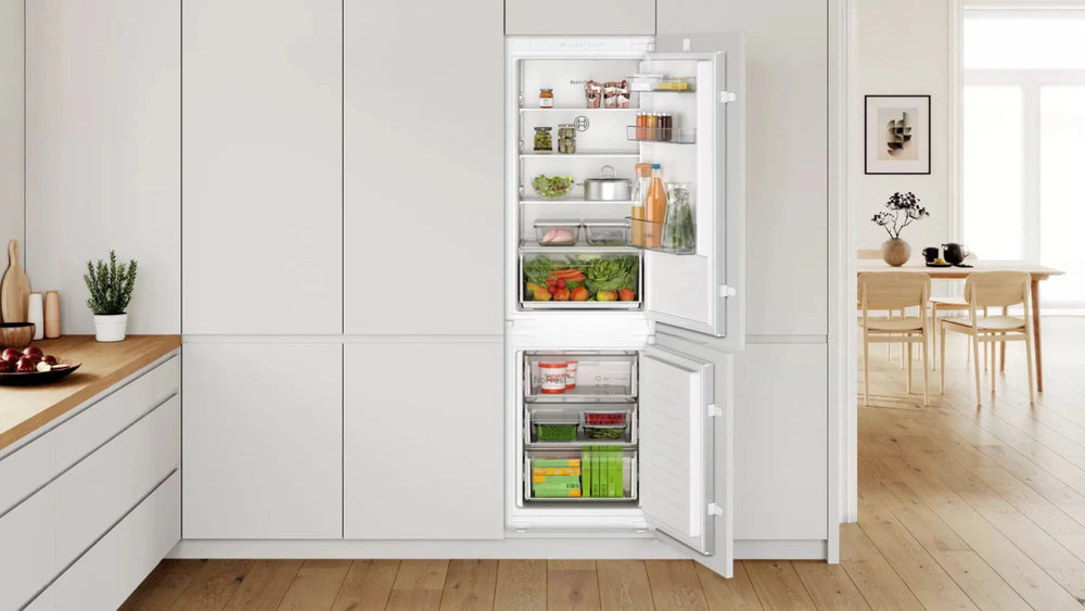 Bosch KIN86NSE0G No Frost Integrated Fridge Freezer, Sliding Hinge, 60/40, White | Atlantic Electrics - 42117458067679 