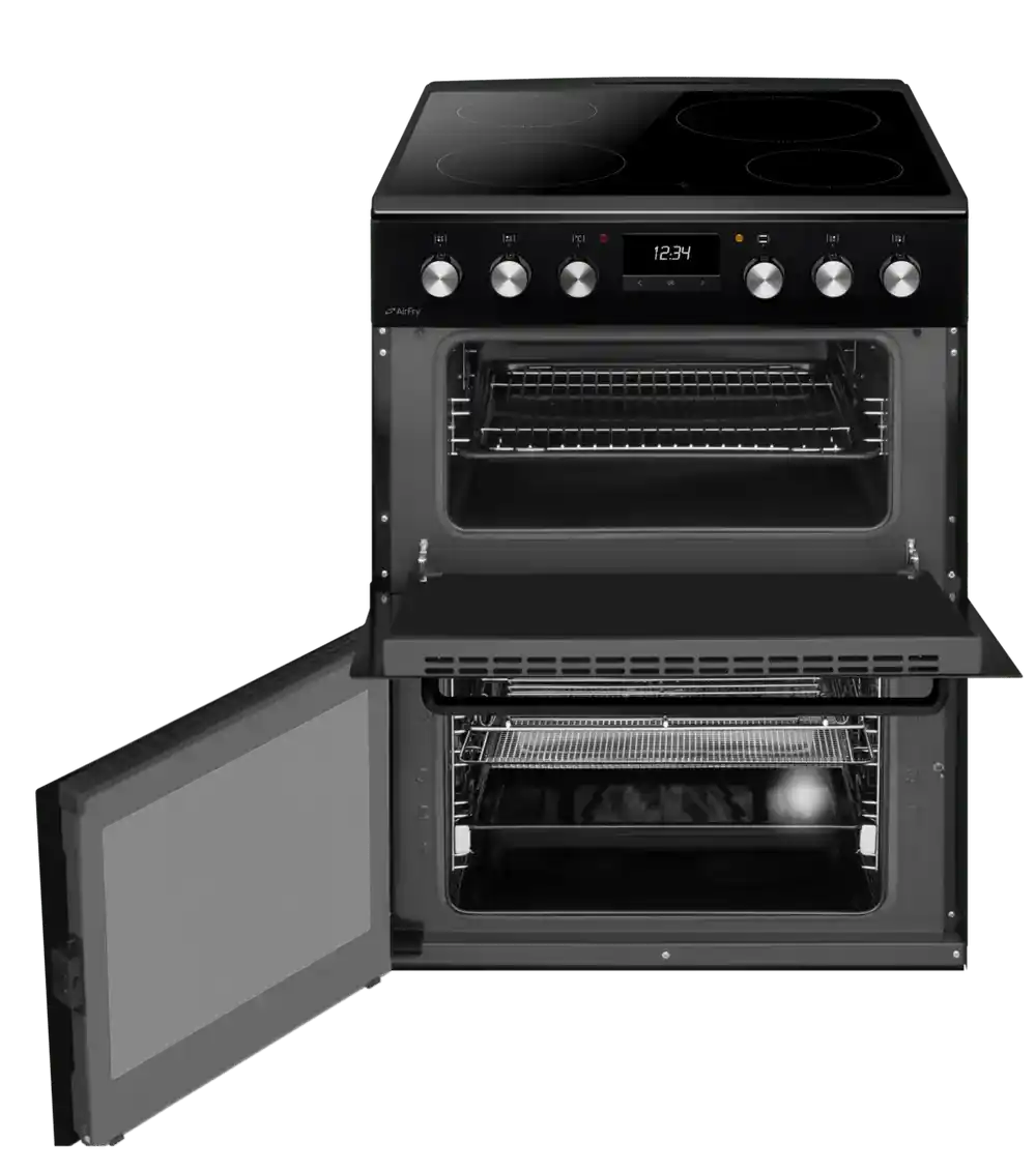 CDA CFC631BL 60cm Double Oven Electric Cooker with Ceramic Hob, Black | Atlantic Electrics