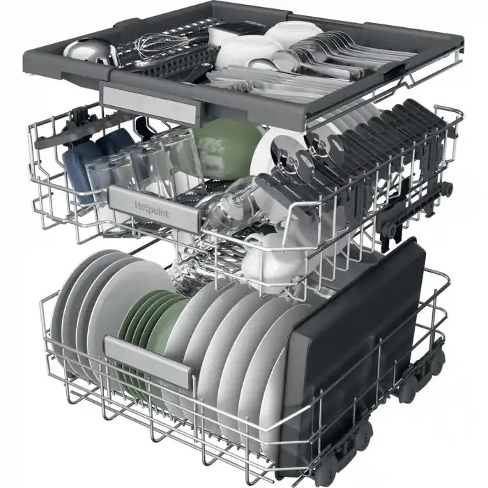 Hotpoint H7FHS51X 60cm Dishwasher in Silver 15 Place Setting B Rated - Silver | Atlantic Electrics - 40375902372063 