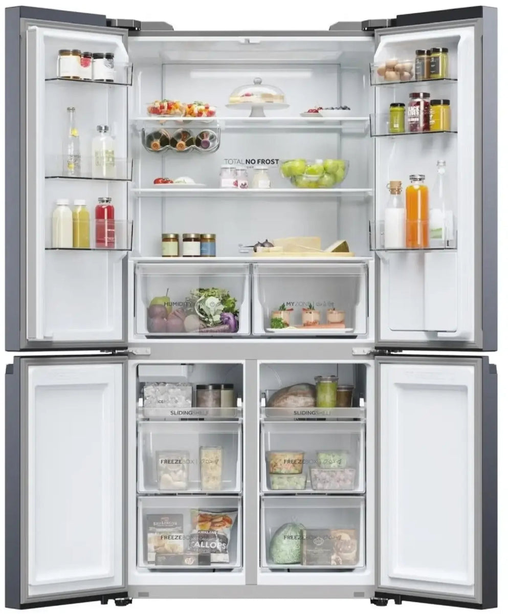 Haier HCR5919EHMB Cube 90 Series 5 525 Litre Four Door American Fridge Freezer - Black | Atlantic Electrics