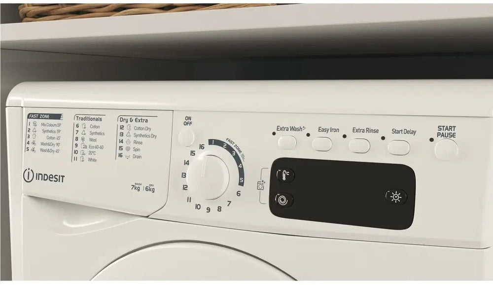 Indesit EWDE761483WUK 7kg Wash 6kg Dry 1400rpm Washer Dryer - White | Atlantic Electrics - 42102397403359 