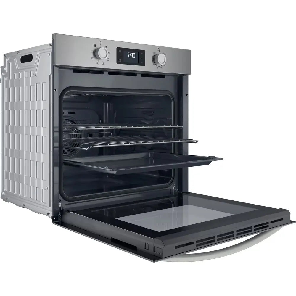 Indesit IO253XUK Built-in Turn&Go Click&Clean Electric Single Oven, Stainless Steel