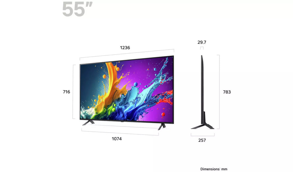 LG 55QNED87T6B (2024) QNED HDR 4K Ultra HD Smart TV, 55 inch with Freeview Play/Freesat HD, Essence Graphite | Atlantic Electrics - 42434532737247 
