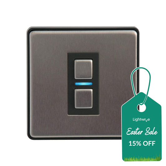 Lightwave L21 Smart Series Dimmer, 350 W, 230 V, Stainless Steel, 1 Gang