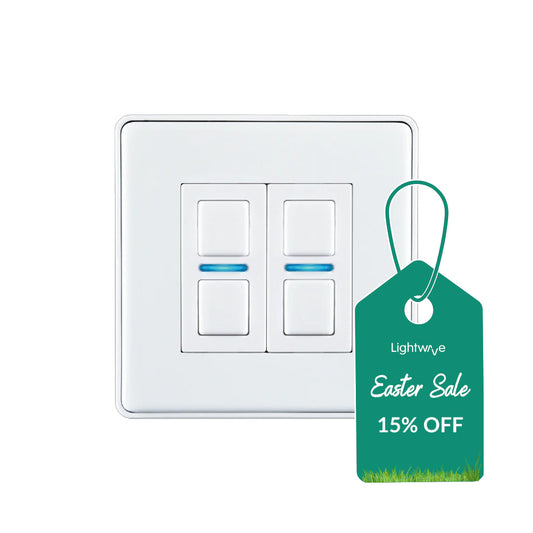 Lightwave L22WH 2 Gang Smart Series Dimmer, White Metal