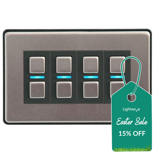 Lightwave L24-SS Smart Dimmer Switch 4 Gang - Stainless Steel