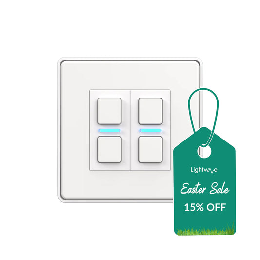 Lightwave LP22WH MK2 Smart Dimmer with Energy Monitoring, 2 Gang, White Metal - Works with Alexa, Google Assistant, HomeKit. iOS & Android Compatible