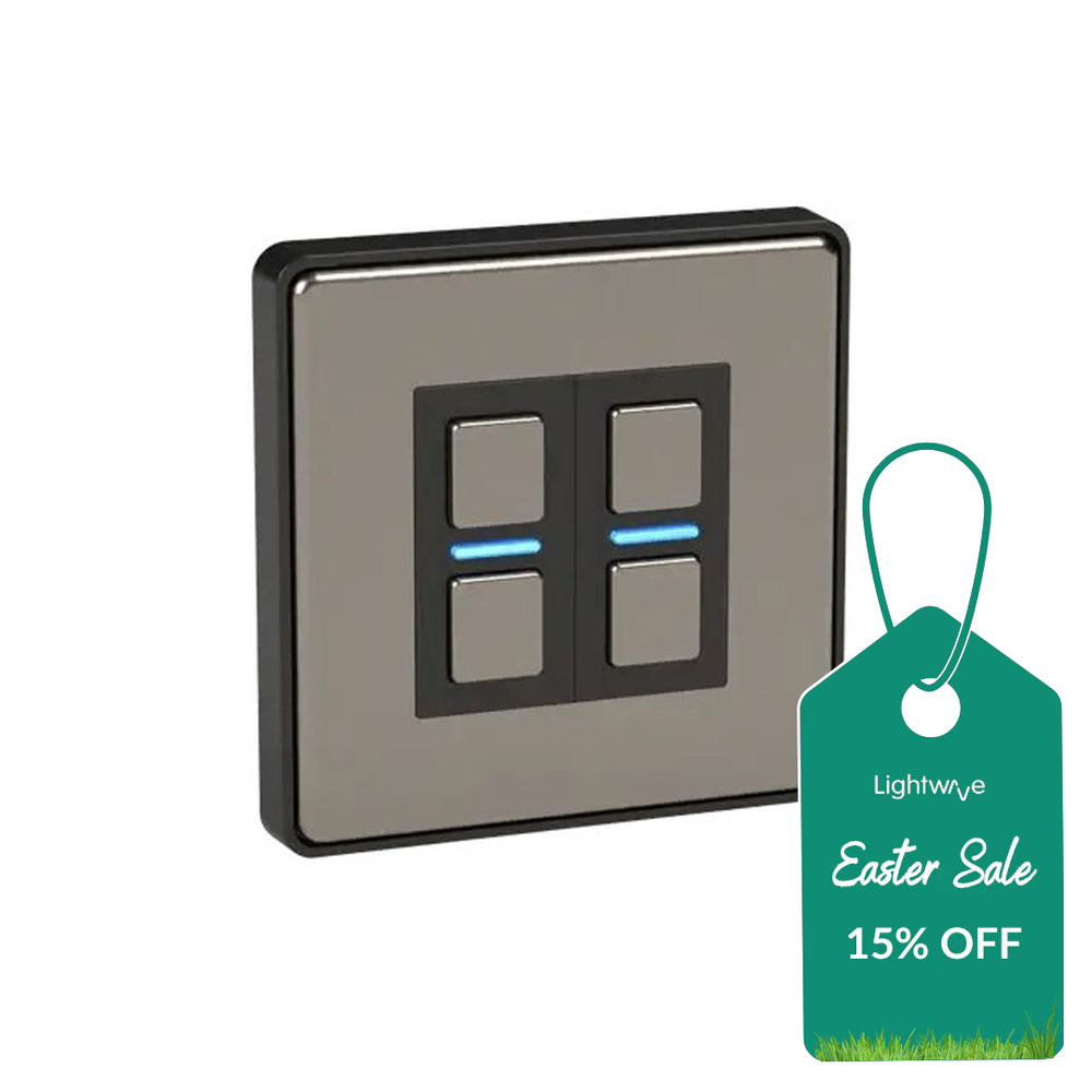 Lightwave LP22MK2 Smart Dimmer with Energy Monitoring, 2 Gang, Stainless Steel Works with Alexa, Google Assistant, HomeKit. iOS & Android Compatible - 73658019676533 