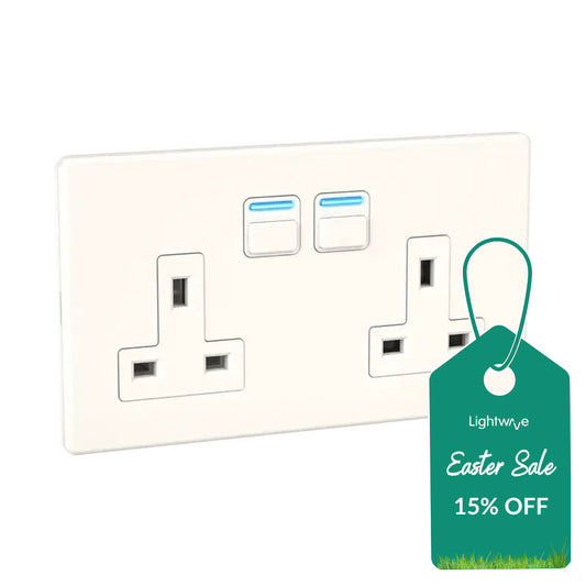 Lightwave LP42MK2 Smart Socket 2 gang, 3000 W, 230 V, White