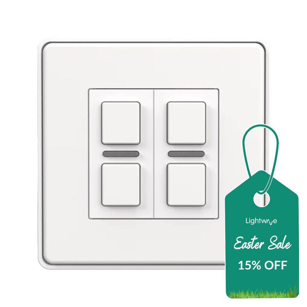 Lightwave LP52 Wire-Free Smart Switch (2 Gang) - White - 73658760462709 