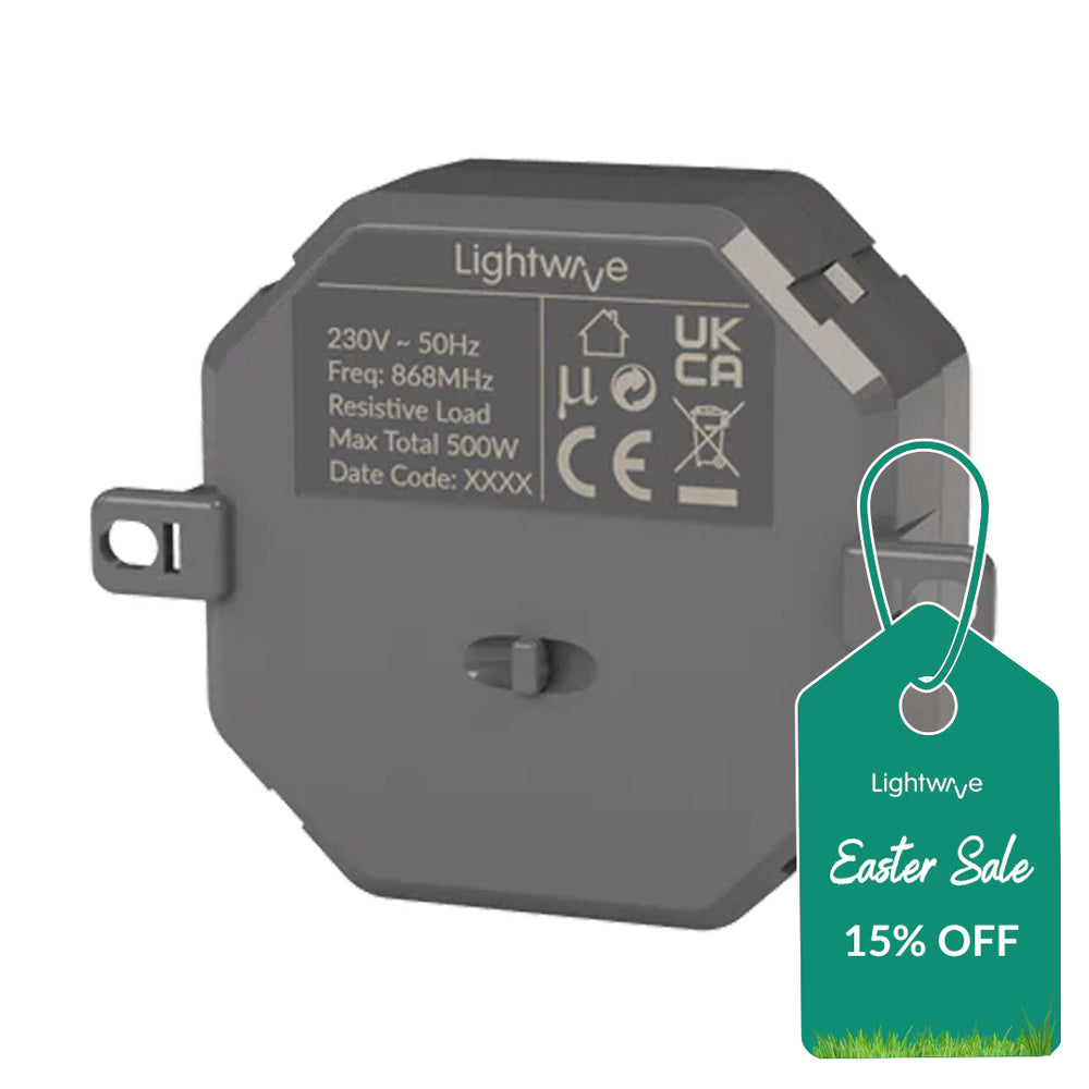 Lightwave LP82 Smart Mini Relay, 500W, On/Off, Open/Stop/Close, Volt-Free - Works with Alexa, Google Assistant, HomeKit, iOS & Android Compatible - 73659057668469 