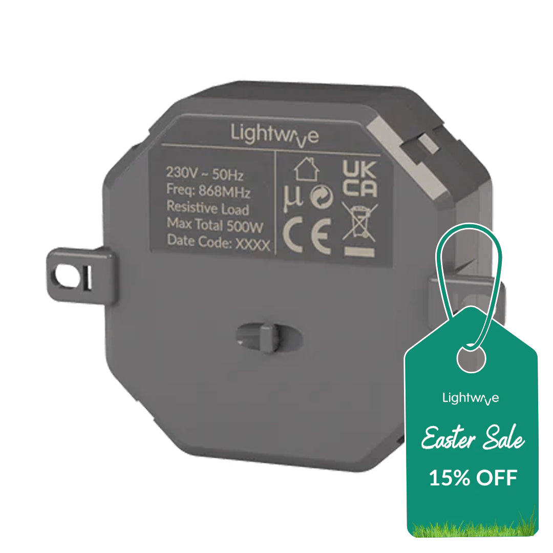 Lightwave LP82 Smart Mini Relay, 500W, On/Off, Open/Stop/Close, Volt-Free - Works with Alexa, Google Assistant, HomeKit, iOS & Android Compatible