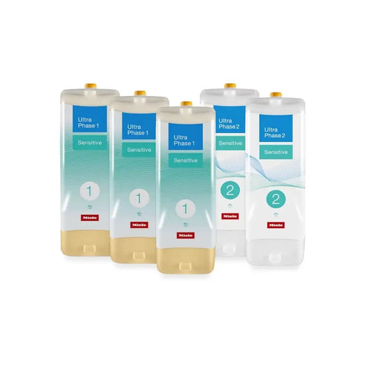 Miele 11717010 Set UltraPhase 1 and 2 Sensitive, 3x UltraPhase 1 and 2x UltraPhase 2, For Miele Washing Machines and Washer-Dryers with TwinDos | Atlantic Electrics