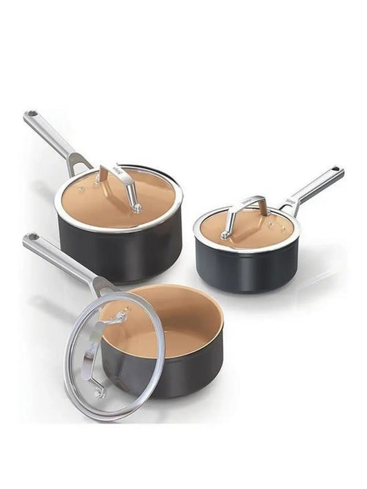Ninja CW93000UK Ceramic Coated 3 Piece Cookware Set - Apricot & Grey | Atlantic Electrics