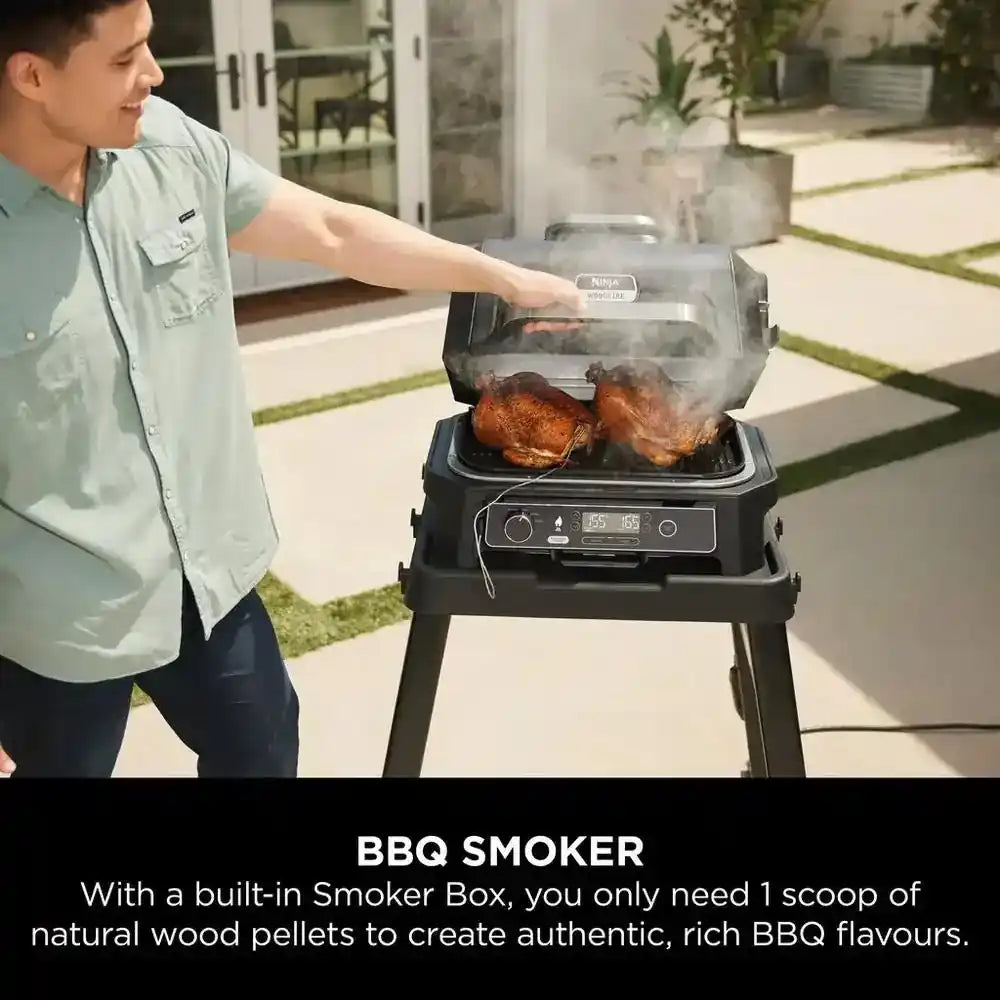 Ninja OG850UK Woodfire Pro XL Electric BBQ Grill & Smoker - Black/Grey | Atlantic Electrics