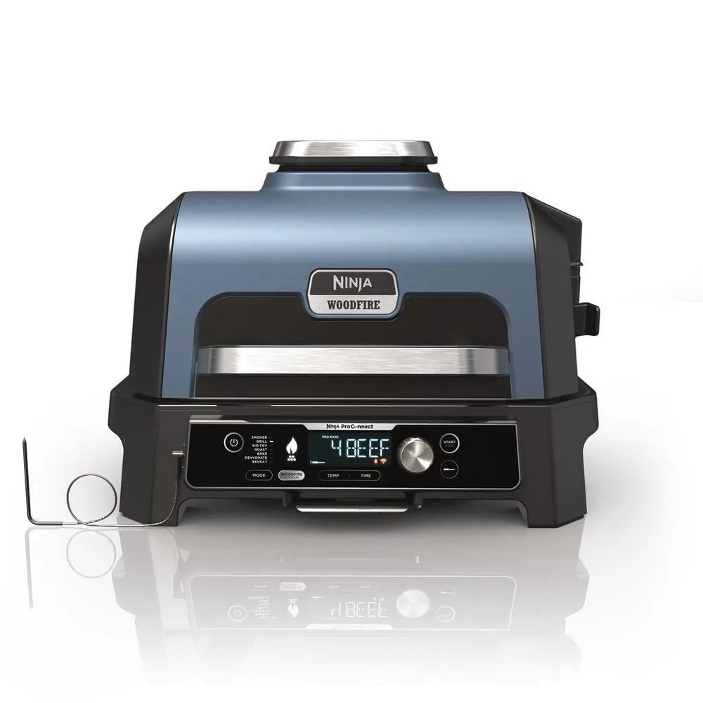 Ninja OG901UK Woodfire Pro Connect XL Electric BBQ Grill & Smoker - Black/Blue | Atlantic Electrics - 42276171317471 