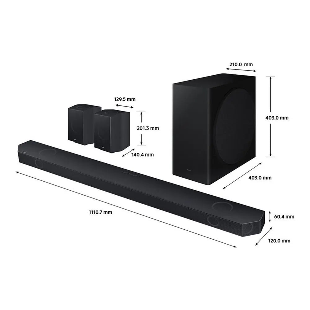 Samsung HWQ930DXU 9.1.4ch Soundbar With Wireless Subwoofer & Rear Speakers - Black | Atlantic Electrics - 42320582410463 