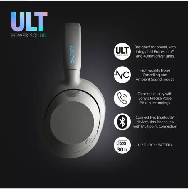 Sony WH-ULT900N ULT Wear Noise Cancelling Wireless Bluetooth Over-Ear Headphones with ULT POWER SOUND & Mic/Remote, Forest Gray | Atlantic Electrics - 42127927050463 