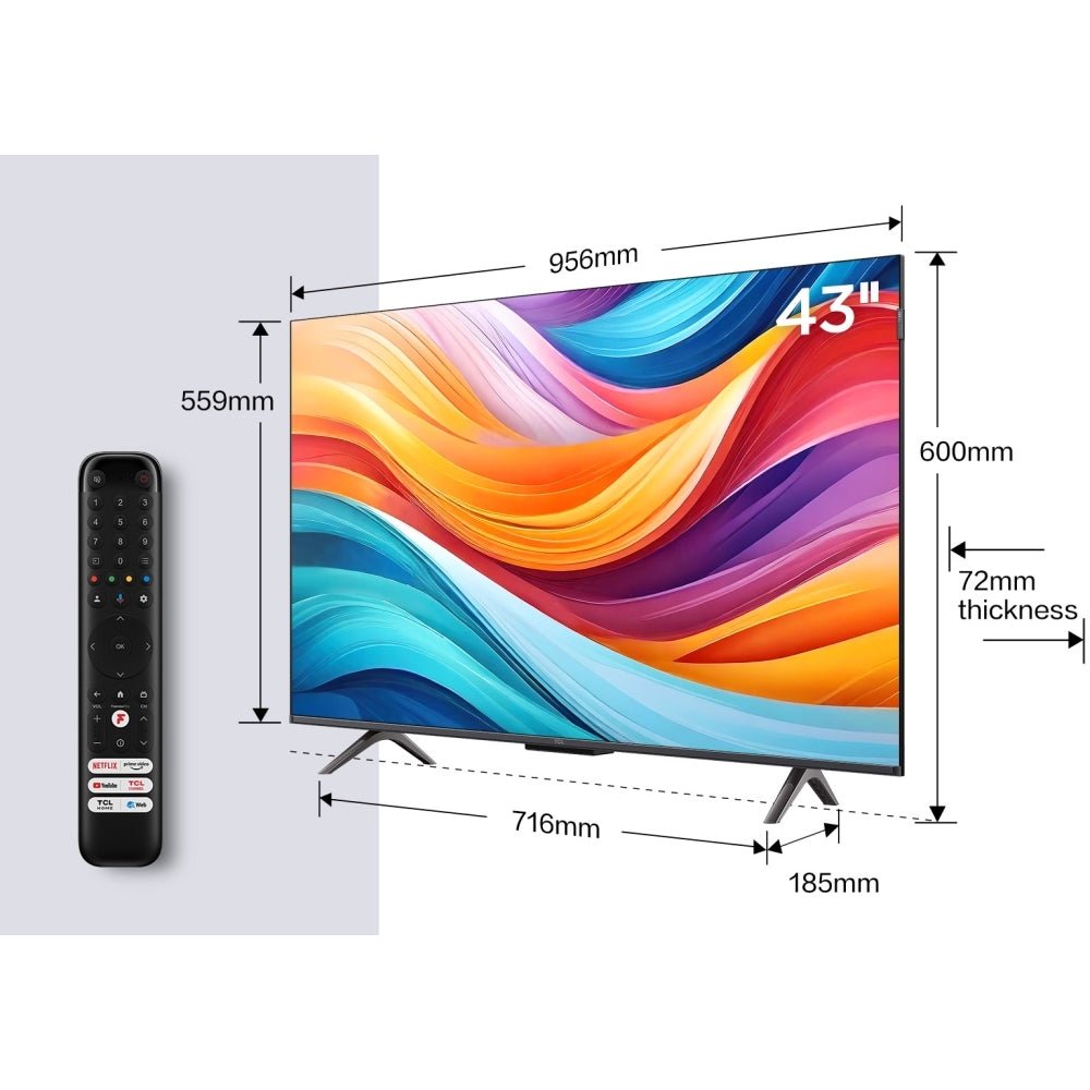 TCL 43C655K 43" QLED 4K Ultra HD Smart TV, Grey, F Rated | Atlantic Electrics - 42731128553695 