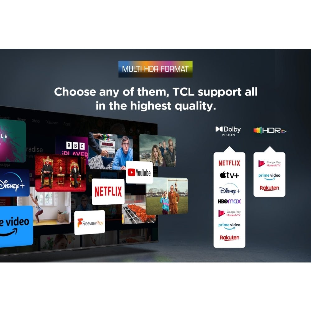 TCL 43C655K 43" QLED 4K Ultra HD Smart TV, Grey, F Rated | Atlantic Electrics - 42731128226015 